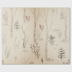 SCANDINAVIAN FOREST PATTERN CHRISTMAS GIFT WRAT GESCHENKPAPIER