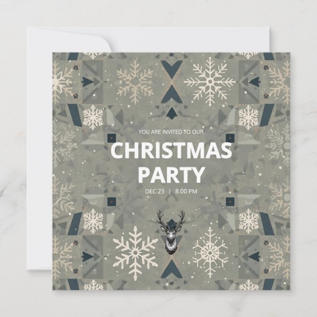 Scandinavian Geometric Christmas Party Invitation Einladung (Vorderseite)
