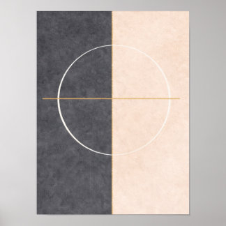 Scandinavian Geometric Wall Art – Beige & Grey  Poster