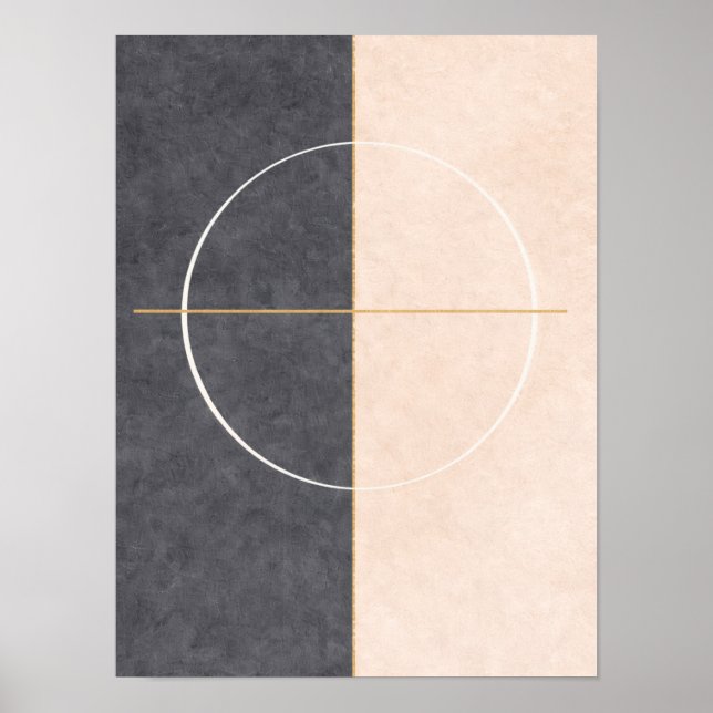 Scandinavian Geometric Wall Art – Beige & Grey  Poster (Vorne)