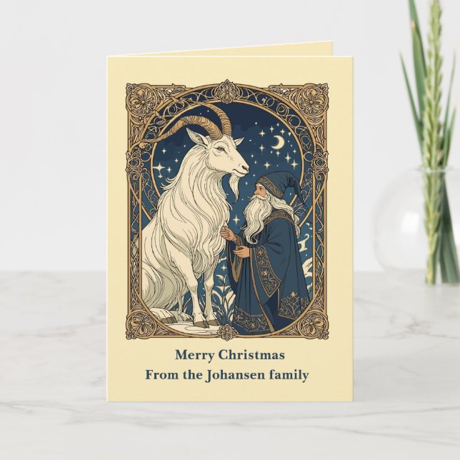 Scandinavian Julbocken Yule Goat and Jultomten Karte (Vorderseite)