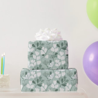 Scandinavian Light Green Leaf Sage Floral Pattern Geschenkpapier