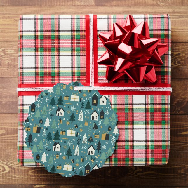 Scandinavian Merry Christmas Tree Winter Snow Ornament Karte (Insitu (Geschenk))