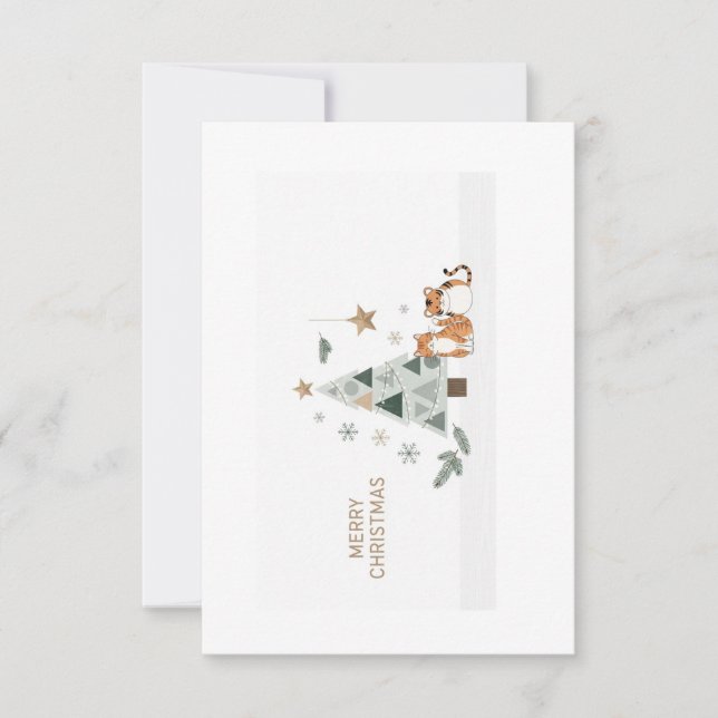 ❄️🎄 Scandinavian Minimalist Christmas Card Image  Dankeskarte (Vorderseite)