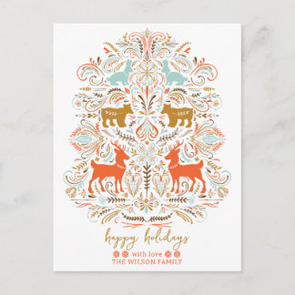 Scandinavian Nordic Folk art Fable Christmas Feiertagspostkarte