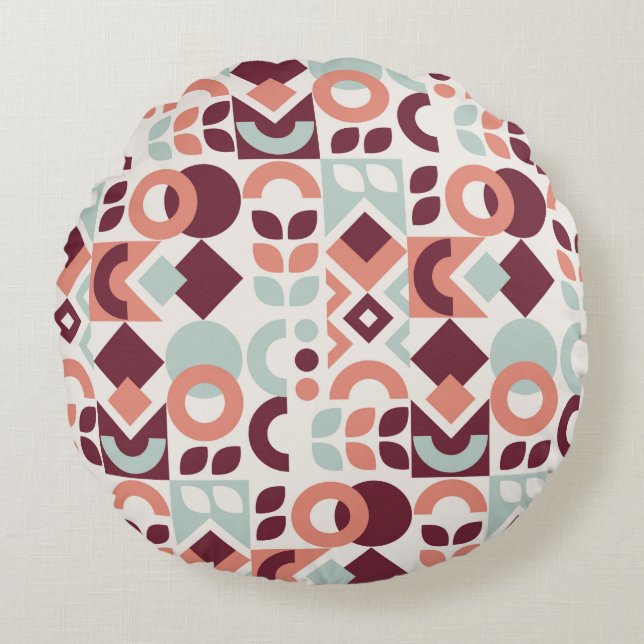 Scandinavian pattern design. Simple modern retro b Rundes Kissen (Vorderseite)