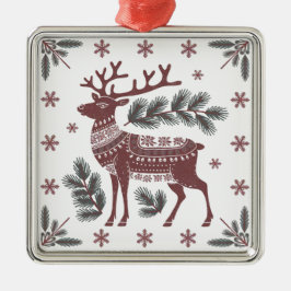 Scandinavian Reindeer Christmas Ornament Aus Metall
