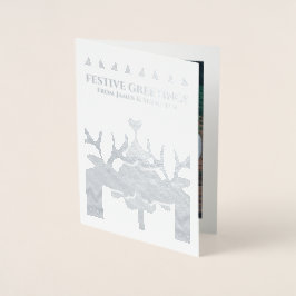 Scandinavian Reindeer Gay Personalisierte Weihnach Folienkarte