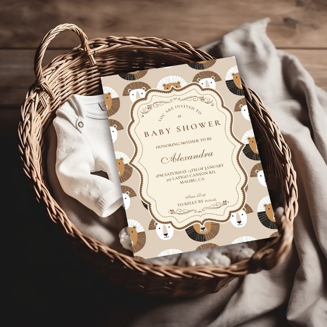 Scandinavian Safari Lion Baby Shower Einladung (Von Creator hochgeladen)