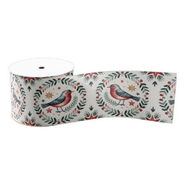 Scandinavian Vintage Christmas Folk Art Pattern Ripsband