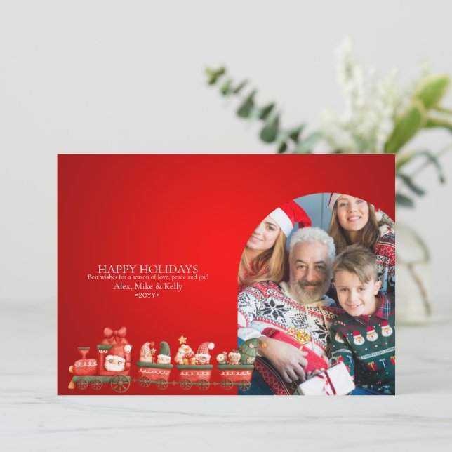 Scandinavian Watercolor Christmas Gnomes Foto Ann Ankündigung (Stehend Vorderseite)