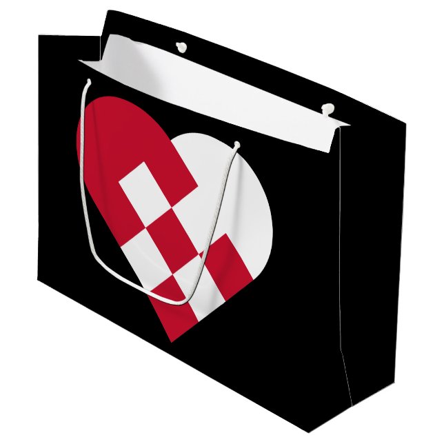 Scandinavian Weihnachten Heart Gift Bag - Large Große Geschenktüte (Vorderseite Schrägansicht)