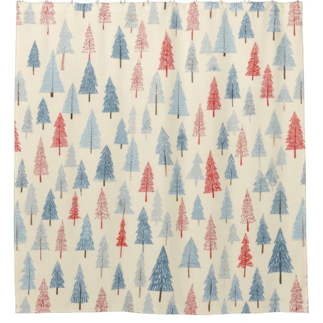 Scandinavian Winter Forest Pattern (3) Duschvorhang (Vorderseite)