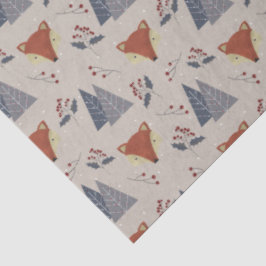 Scandinavian Winter Fox & Holly Forest  Seidenpapier