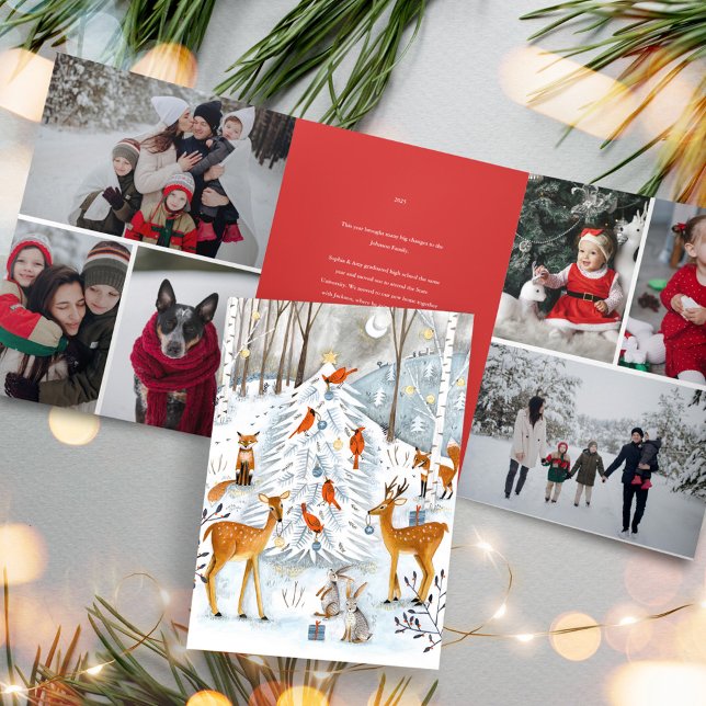 Scandinavian Woodland Animals Christmas Holiday Dreifach Gefaltete Einladung (Scandinavian Woodland Animals Christmas Holiday Tri-Fold Invitation)