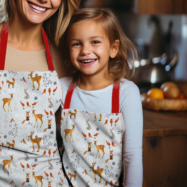 Scandinavian Woodland Animals Christmas Holiday Schürze (Scandinavian Woodland Animals Christmas Holiday Apron)