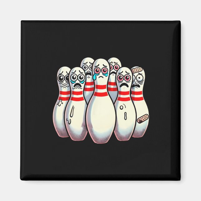 Scanisierte Bowling Buttone Cartoon Fun Bowler Hum Magnet (Vorne)