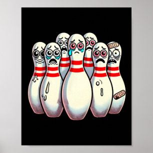 Scanisierte Bowling Buttone Cartoon Fun Bowler Hum Poster