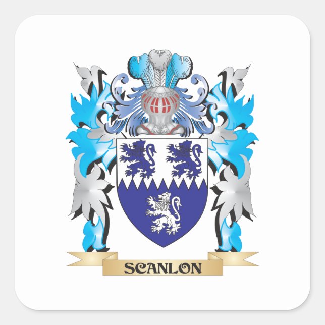 Scanlon-Wappen - Familienwappen Quadratischer Aufkleber (Vorderseite)