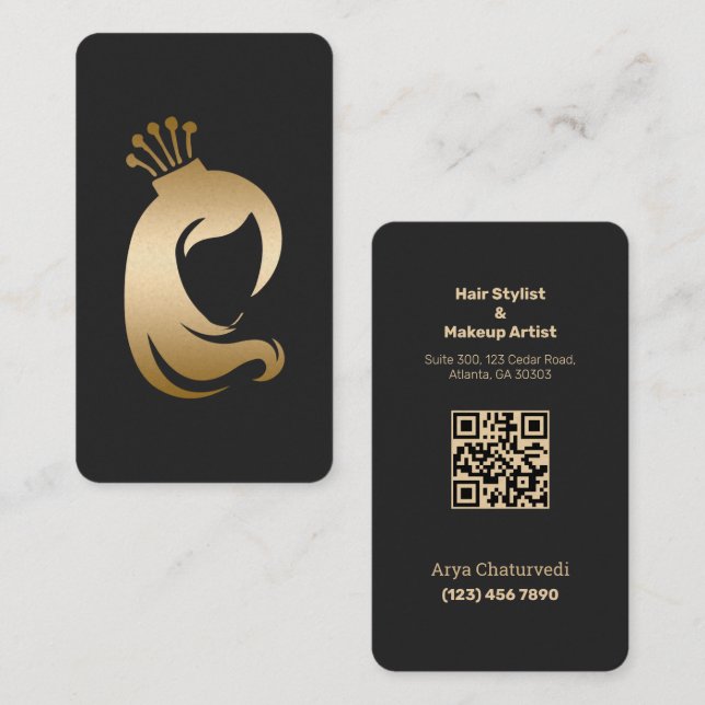 Scannable Hair Stylist Makeup Artist Visitenkarte (Vorne/Hinten)