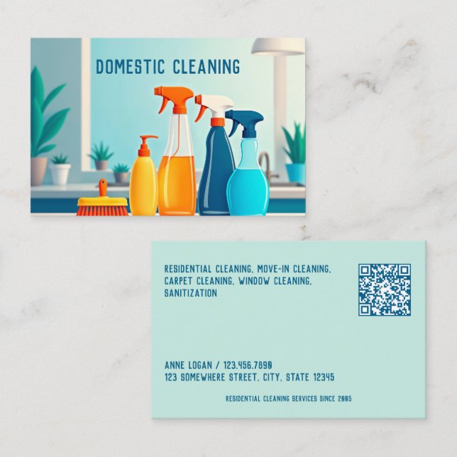 Scannable Inhouse-Reinigung Visitenkarte (Vorne/Hinten)