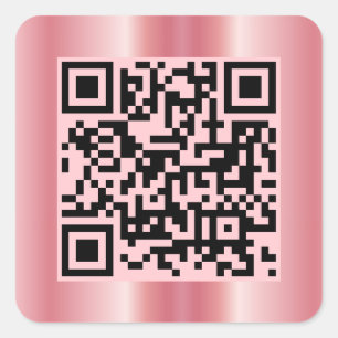 Scannable QR Code Elegante Rose Gold Custom Quadratischer Aufkleber