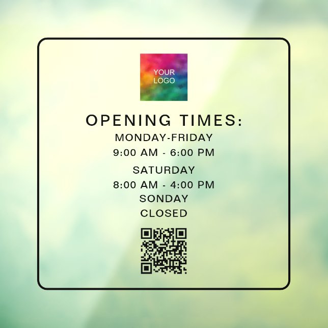 Scannable QR Code Geschäftszeiten Hochladen der Lo Fensteraufkleber (Blatt 3)
