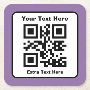 Scannbare QR-Code-Vorlage mit bearbeitbarem Text Rechteckiger Pappuntersetzer