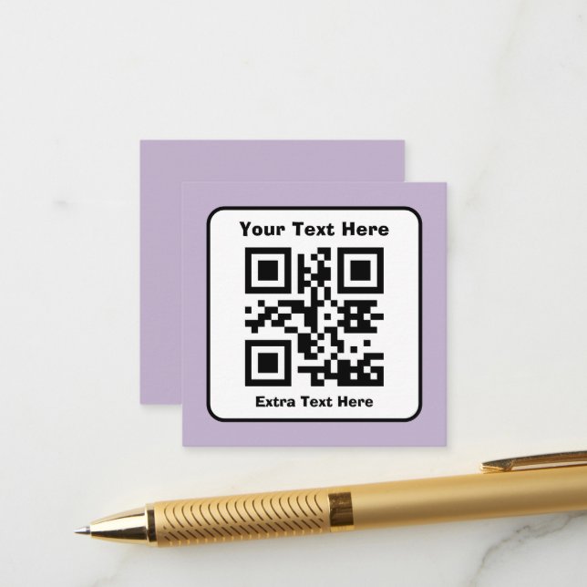 Scannbare QR-Code-Vorlage mit editierbarem Text Begleitkarte (Vorderseite/Rückseite Beispiel)