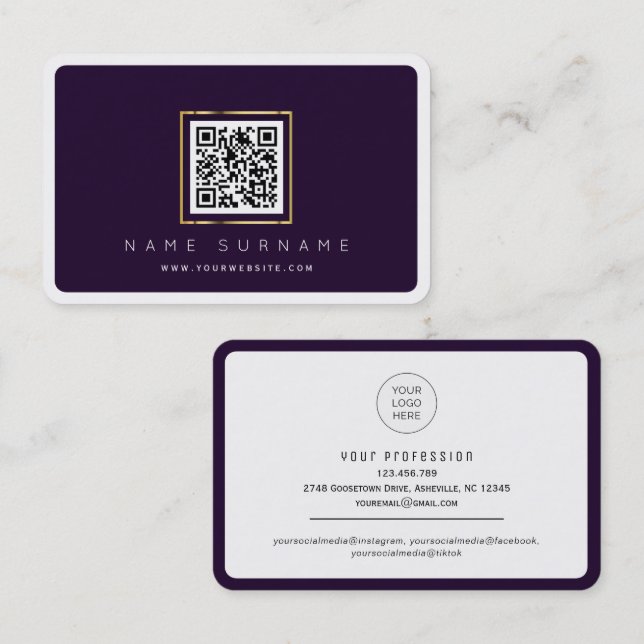 Scannbarer QR-Code beruflich oder persönliches Net Visitenkarte (Vorne/Hinten)