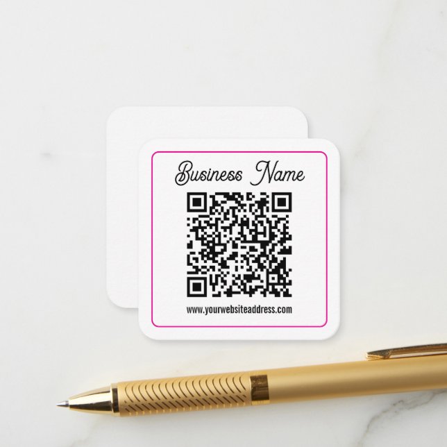 Scannbarer QR-Code mit kursiver Handschrift Begleitkarte (Vorderseite/Rückseite Beispiel)