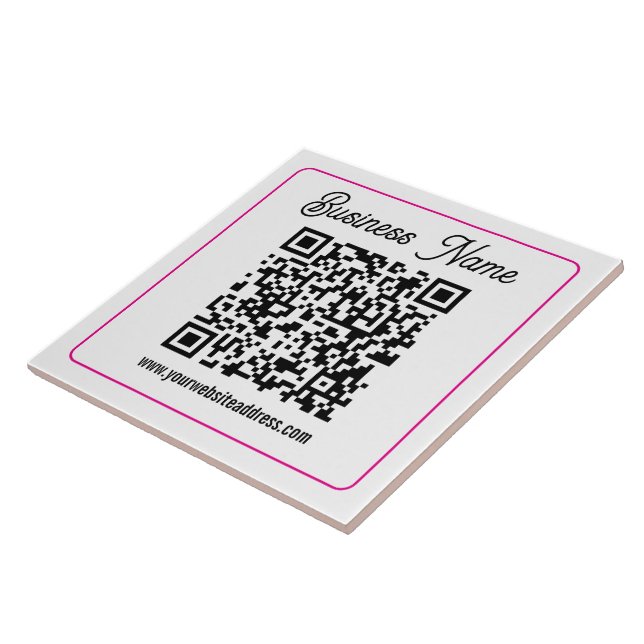 Scannbarer QR-Code mit kursiver Handschrift Fliese (Seite)