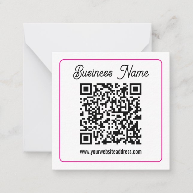 Scannbarer QR-Code mit kursiver Handschrift Mitteilungskarte (Vorderseite)