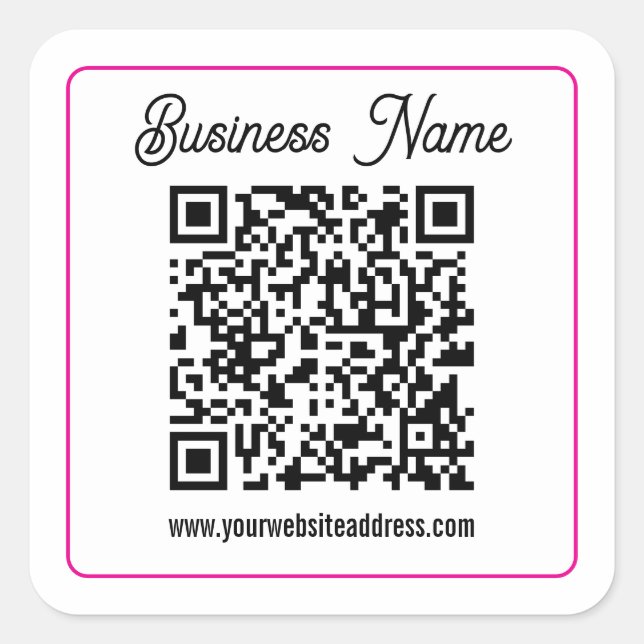 Scannbarer QR-Code mit kursiver Handschrift Quadratischer Aufkleber (Vorderseite)