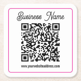 Scannbarer QR-Code mit kursiver Handschrift Rechteckiger Pappuntersetzer