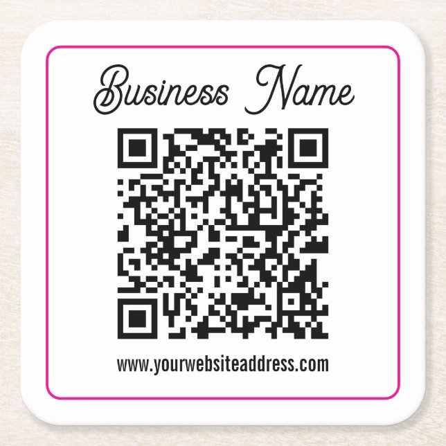 Scannbarer QR-Code mit kursiver Handschrift Rechteckiger Pappuntersetzer (Vorderseite)