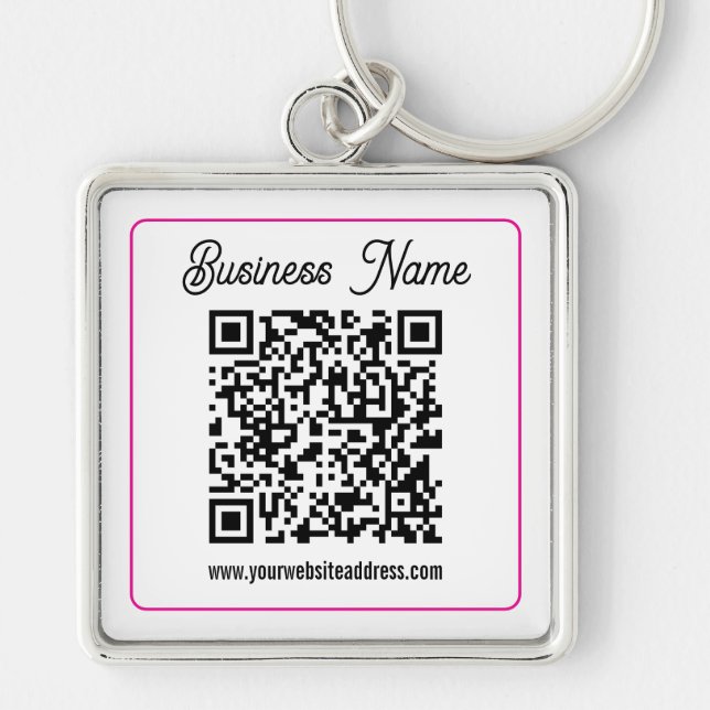 Scannbarer QR-Code mit kursiver Handschrift Schlüsselanhänger (Vorne)