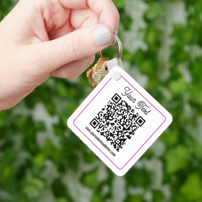 Scannbarer QR-Code mit kursiver Handschrift Schlüsselanhänger (Hand)