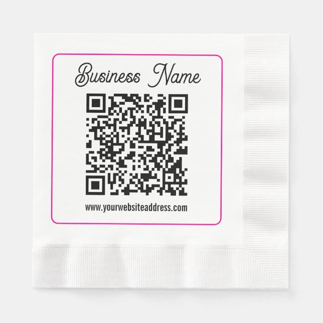 Scannbarer QR-Code mit kursiver Handschrift Serviette (Vorderseite)