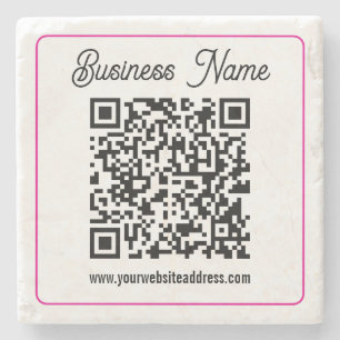 Scannbarer QR-Code mit kursiver Handschrift Steinuntersetzer