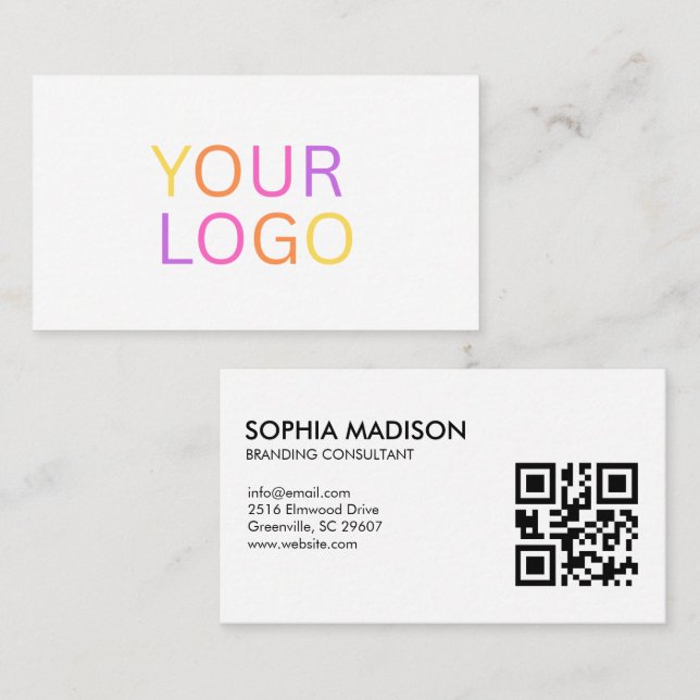 Scannbares QR-Code-Logo Minimalistische Visitenkar Visitenkarte (Vorne/Hinten)