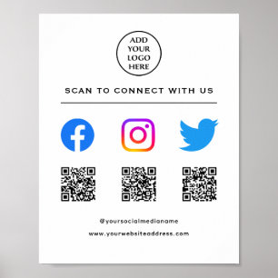 Scanne Mich Folgen Sie Uns QR Code Ihr Logo Poster