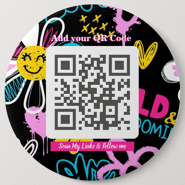 Scanne Mich QR-Code-Button – Farbige & Lustige Ges Button (Vorderseite)