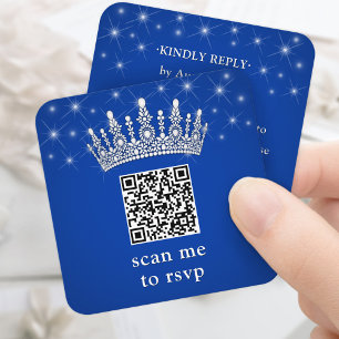 Scanne Mich RSVP QR Code Quinceañera Königliches B Begleitkarte