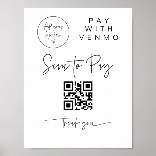 Scannen QR-Code-Zeichen Hochzeit Bar Valet Busines Poster (Vorne)