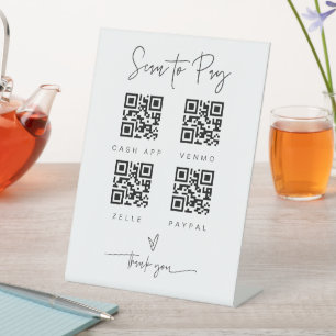 Scannen QR-Code-Zeichen Hochzeit Bar Valet Busines Sockelschild