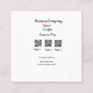 Scannen Sie das Firmenlogo Q R Code Social Media z Quadratische Visitenkarte