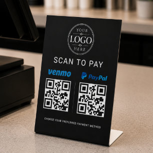 Scannen Sie das QR-Code-Geschäftsschild zum Bezahl Sockelschild