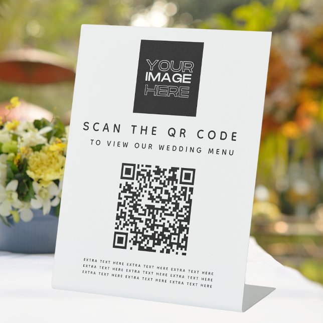 Scannen Sie das QR Code Wedding Menu Pedestal Sign Sockelschild (Scan The Qr Code Wedding Menu Pedestal Sign
)