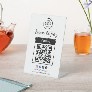 Scannen Sie den QR-Code des Firmenlogos zum Bezahl Sockelschild